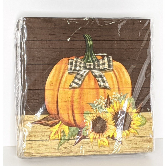 Napkins Dinner Paper 50 ct 6.5" when folded; 13" Unfolded Pumpkin Sunflowers NEW - Picture 1 of 2